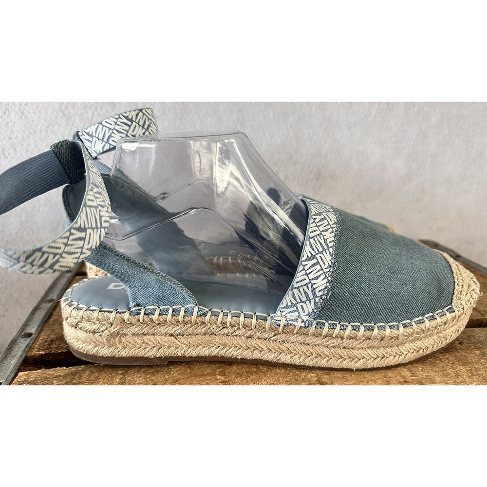 DKNY Espadrilles Sandals Platform Slingback Women 9 Blue Excellent - Picture 2 of 7